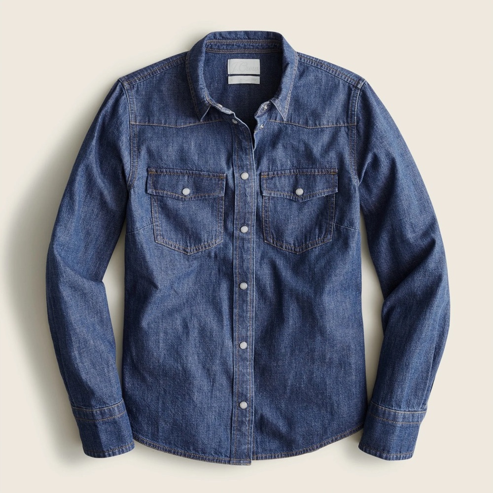 NEW JCrew Shrunken slim-fit western chambray shirt 12